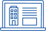computer with building on screen icon